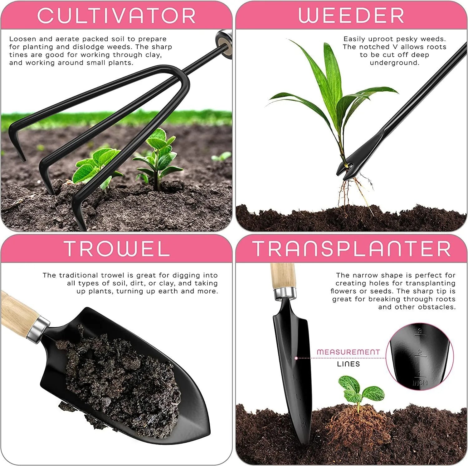 Eight-piece stainless steel gardening tools set CG2001 for garden maintenance