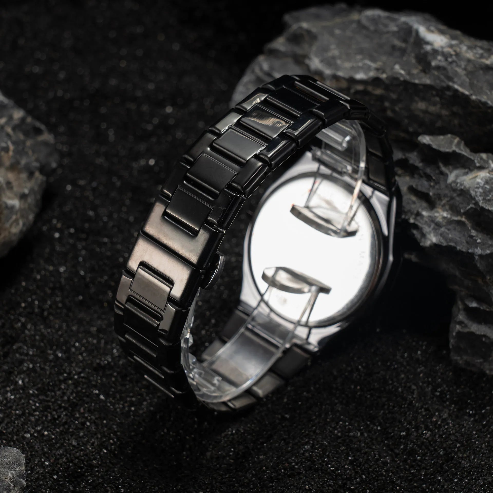 Men's business casual quartz watch with steel belt strap in black and silver colour options