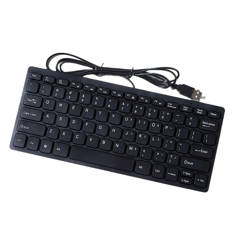 USB wired mini keyboard in four colours: black, white, pink, blue with compact design