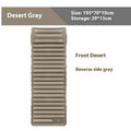 Portable inflatable camping mattress expanded to 195cm × 70cm × 10cm dimensions in desert gray colour