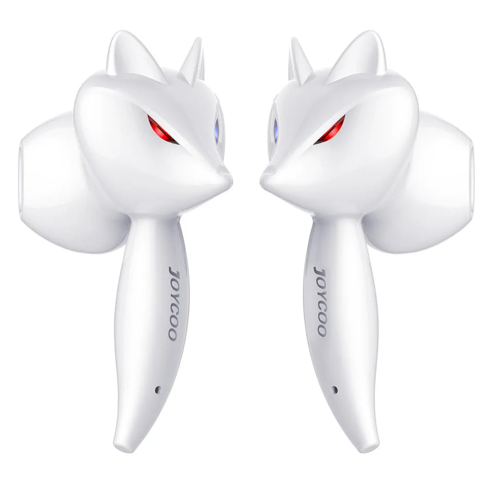 Cartoon fox Bluetooth wireless headset, red and white double stereo earplug with battery display