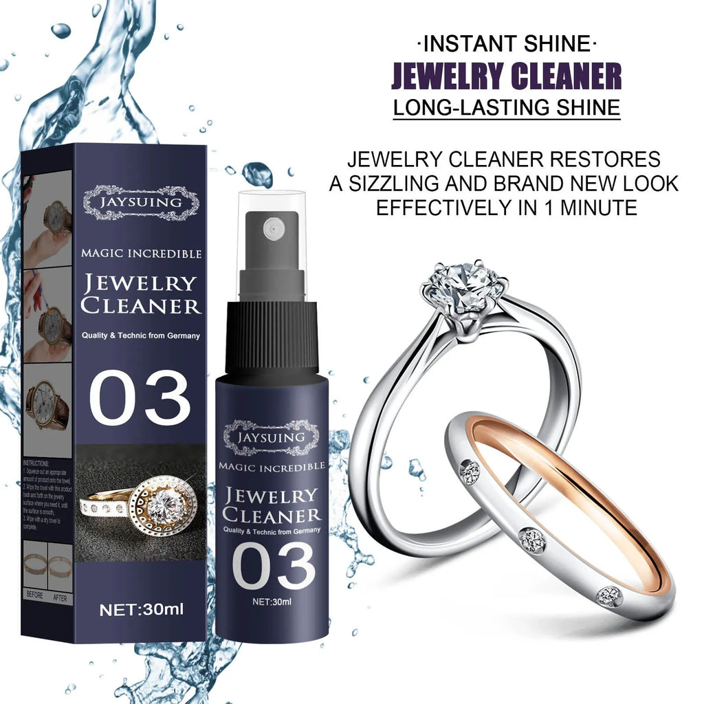 30ml jewellery cleaner in a plastic bottle measuring 13.8cm by 2.9cm for watch straps and jewellery