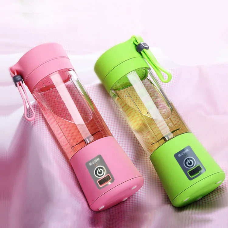 Portable electric juicer cup 380ml food grade PC body USB rechargeable in Blue Green Pink or Purple
