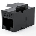 Unshielded network computer direct module pass-through connector in black, PC material