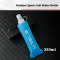 Large capacity sports soft water bottle in TPU silicone, folding kettle in blue, 250ml capacity for outdoor use