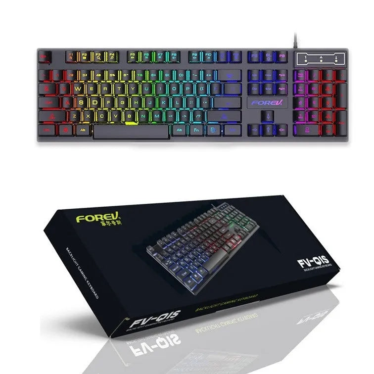 Wired luminous keyboard with six-colour backlight, full black finish, 440x130x30mm, for desktop and notebook computers