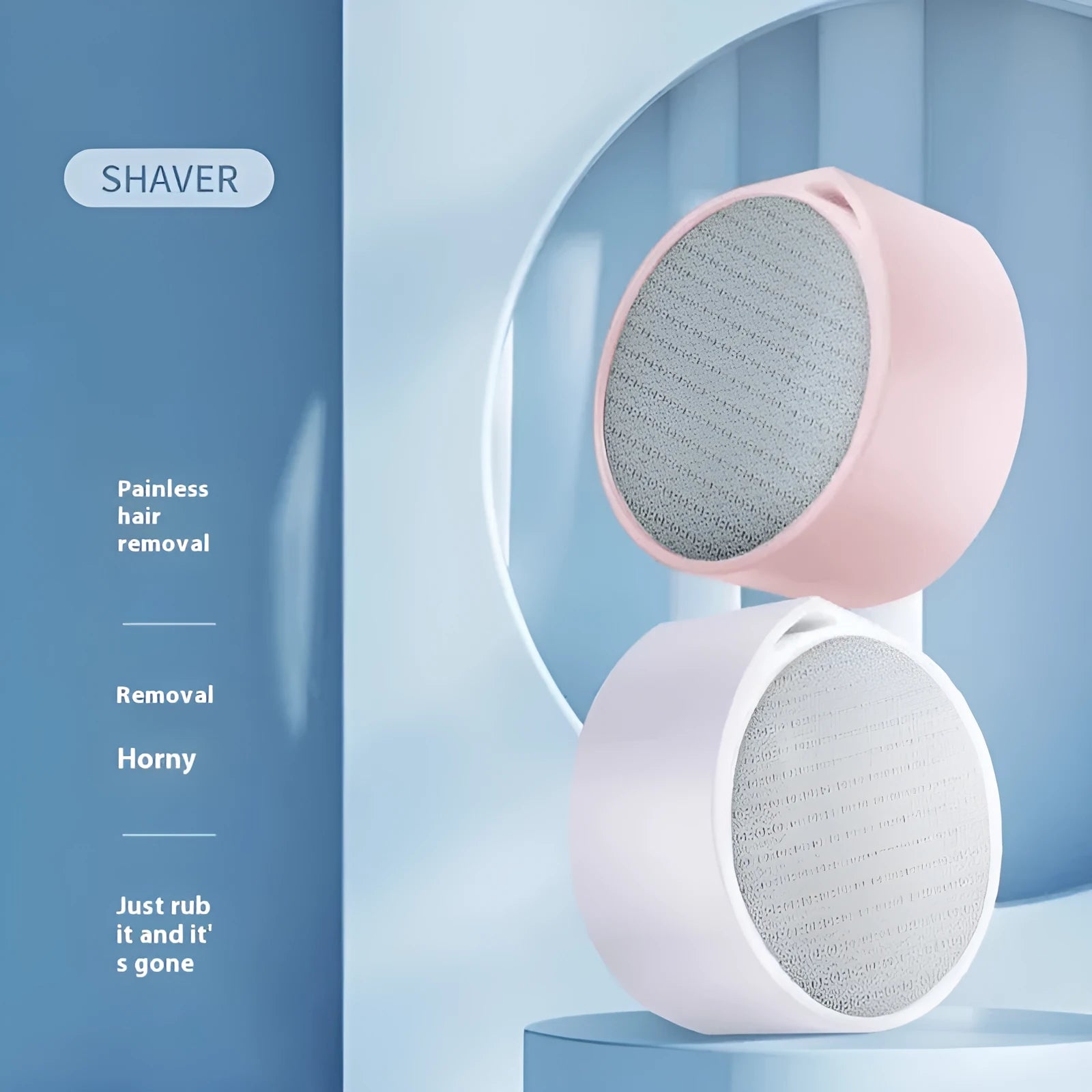 White electric epilator hair removal device with 2-in-1 design on a plain background