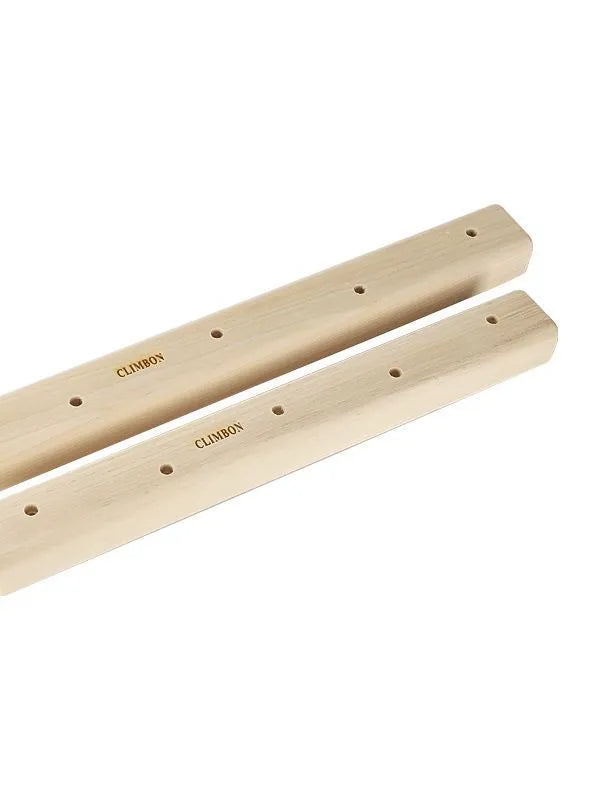 Set of three solid wooden fingerboards for grip strength training, showing 12cm, 40cm and 50cm lengths.