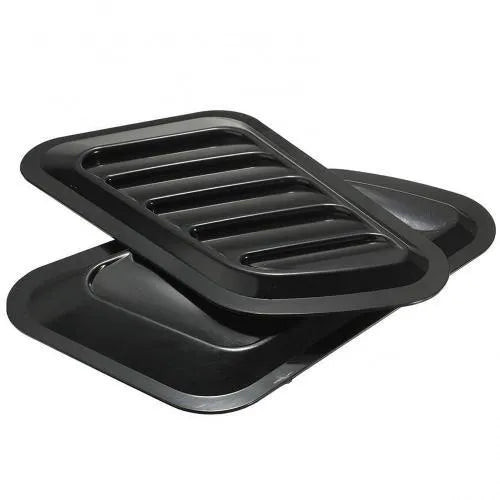Pair of black ABS plastic fake car air outlet covers on body panel