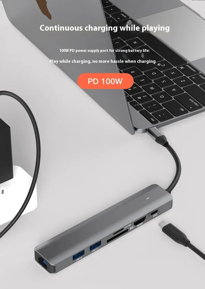 LQT-LH07 USB-C seven interface hub with PD charging and memory card slots