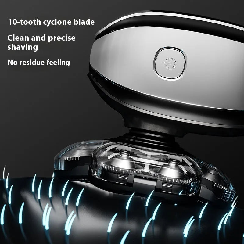 Black USB rechargeable 6-in-1 hair clipper kit with attachments on a white background