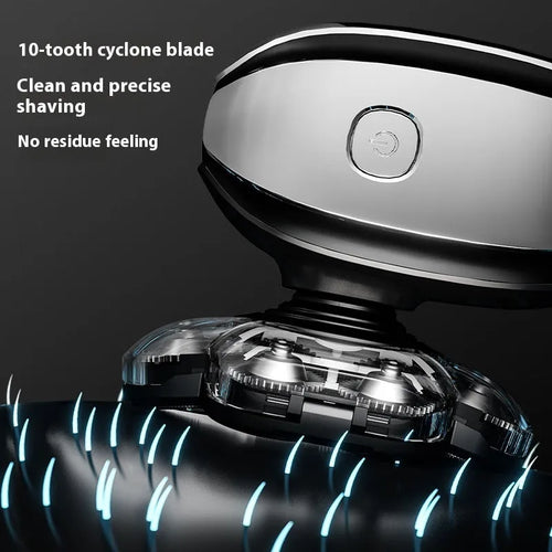 Black USB rechargeable 6-in-1 hair clipper kit with attachments on a white background
