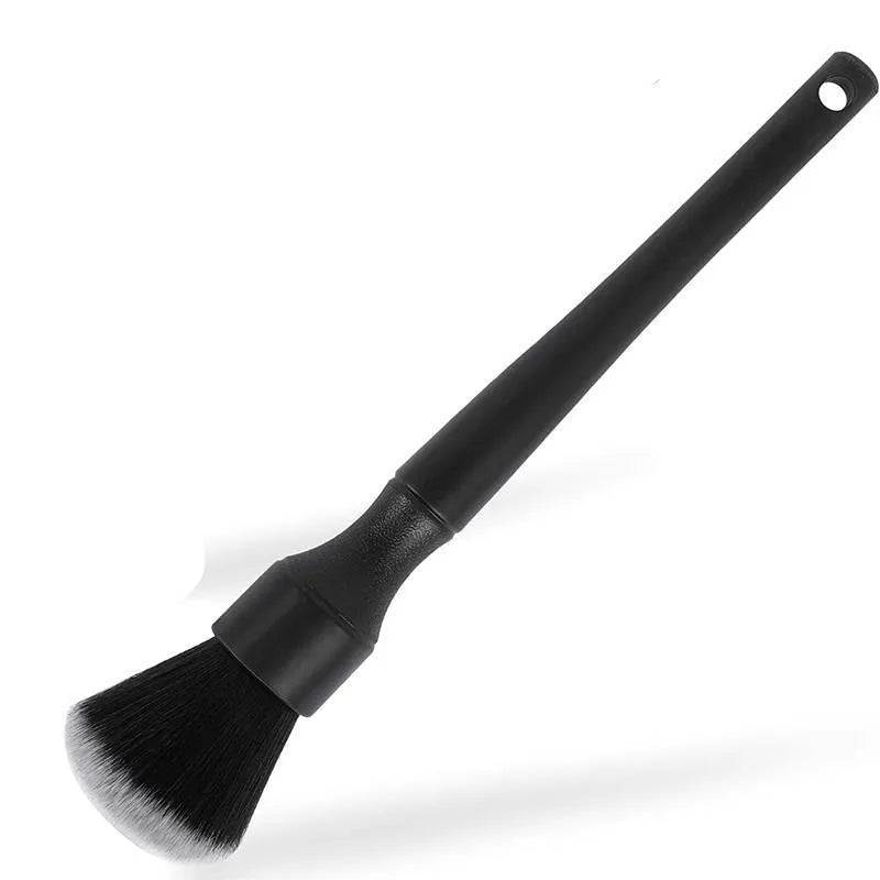 Black PP car detailing brush with pig hair bristles for interior cleaning