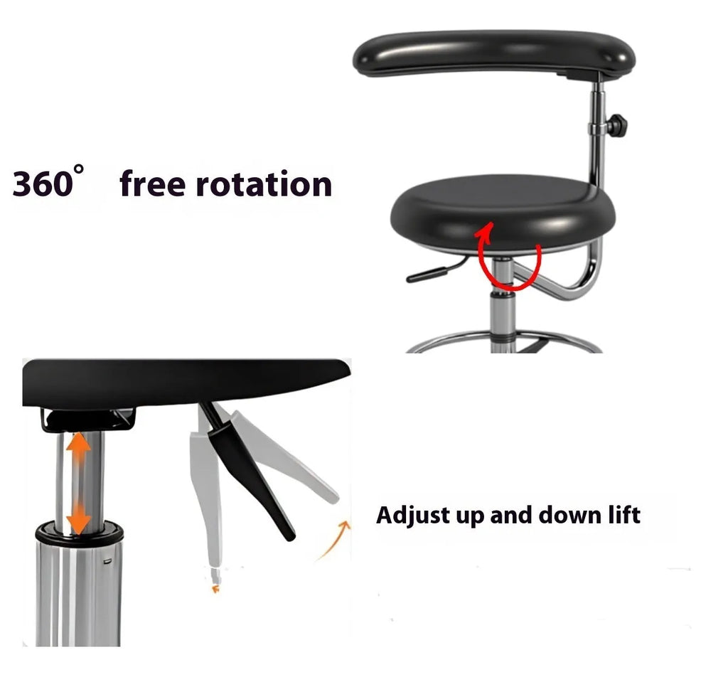 Black leather dental hospital chair lift for patient and dentist use