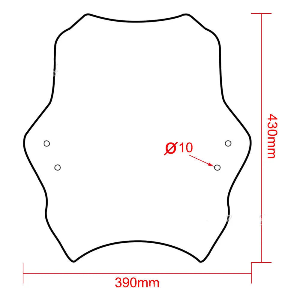 Universal motorcycle windshield in smoke grey for 22mm to 25mm handlebars with ABS plastic construction