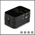 Universal travel adapter plug with USB charging port for international use