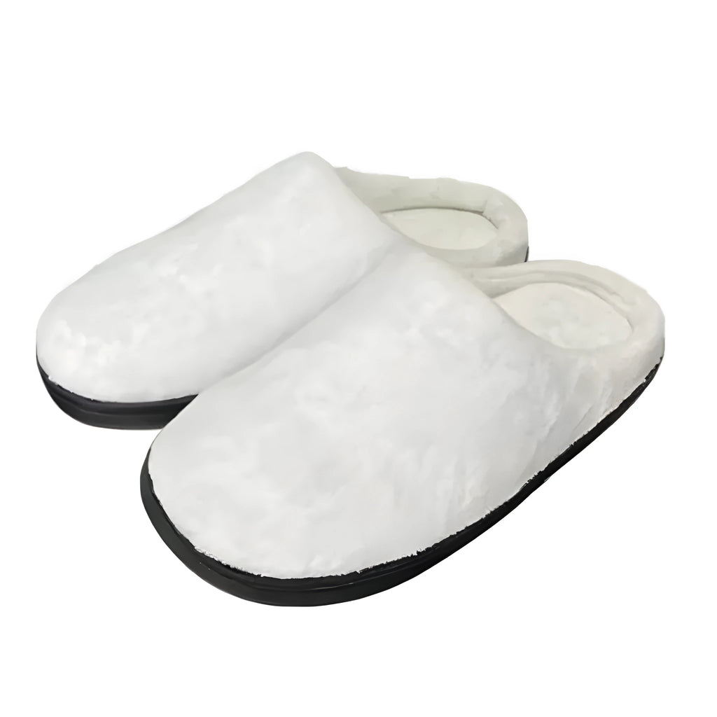 Women's pattern printed warm cotton slippers in a custom colour on a flannel background.