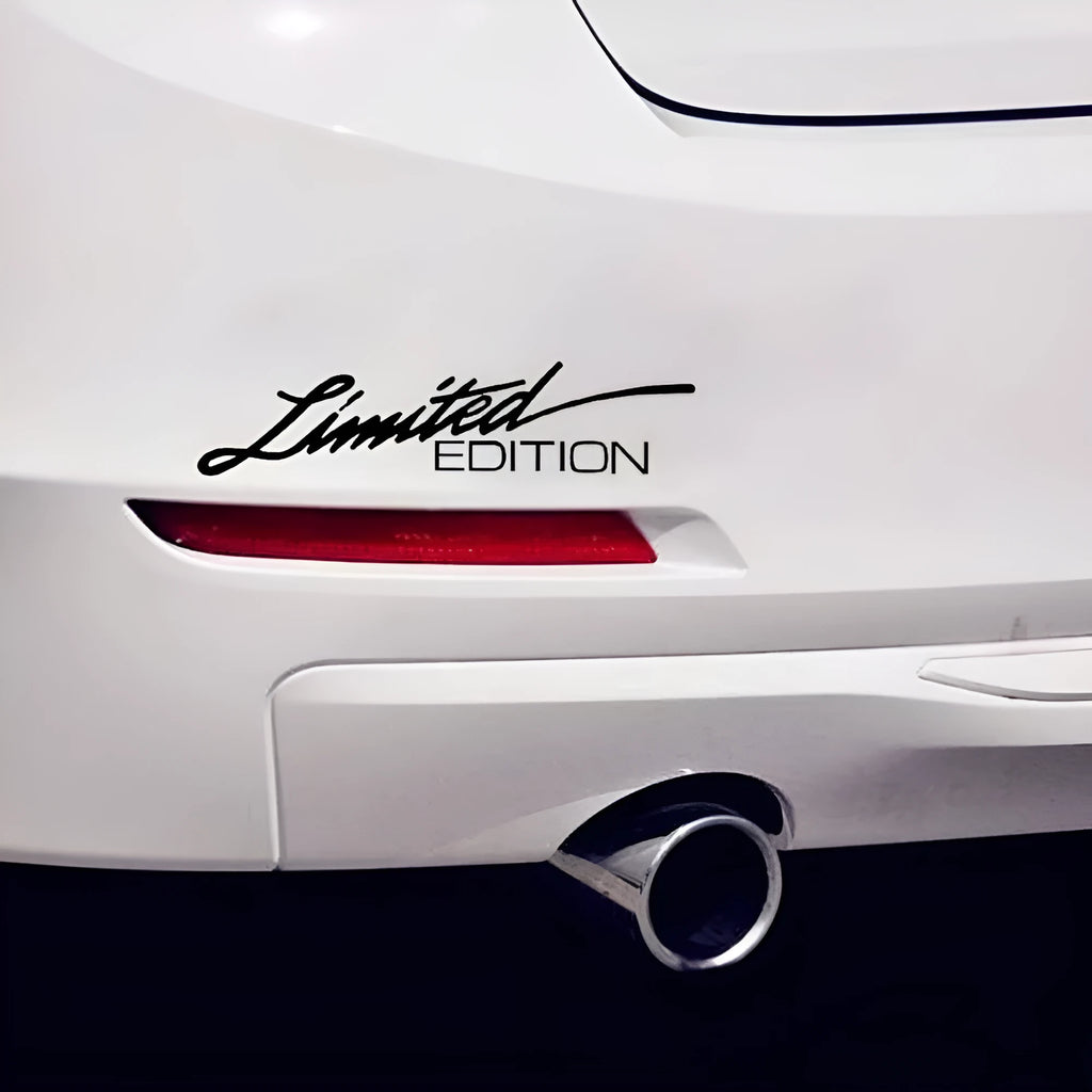 British reflective bumper stickers in black, white or colourful plastic measuring 16cm long
