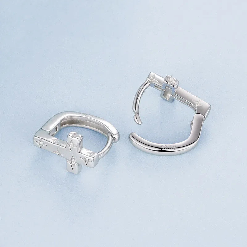 Original S925 sterling silver star cross ear clip for women in colour BSE1250, European American style ear cuff