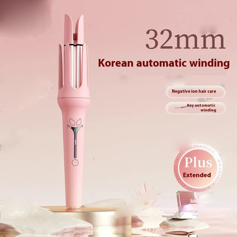 32mm automatic hair curler with anion technology in light purple colour with styling clips