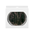 Eight-piece vacuum cleaner accessory set with multiple nozzle heads for small space cleaning.