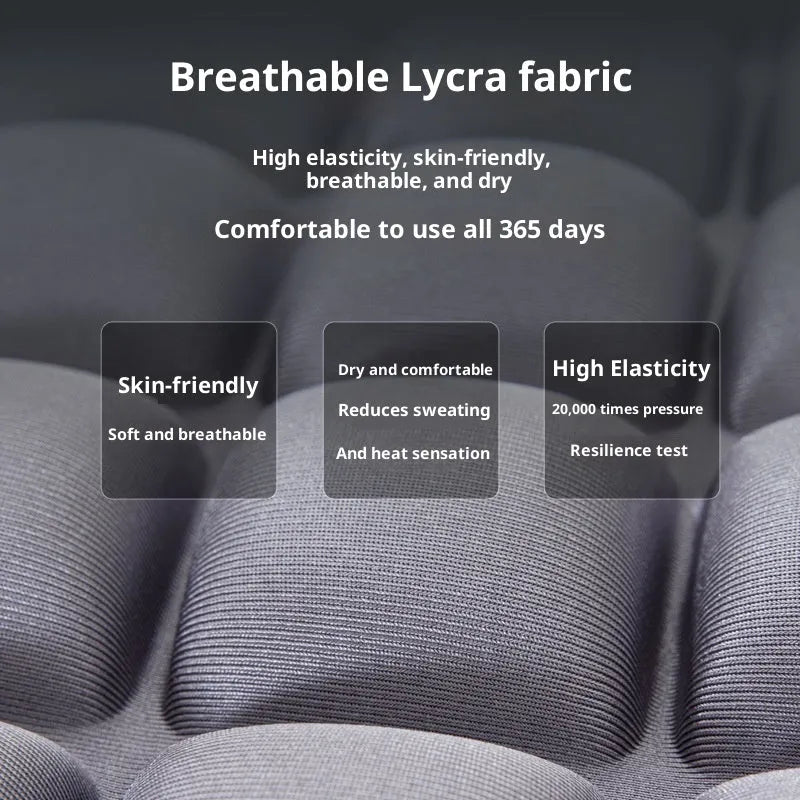5D non-inflatable car seat cushion with foam filler and spandex cover, 45x45cm, in black or grey