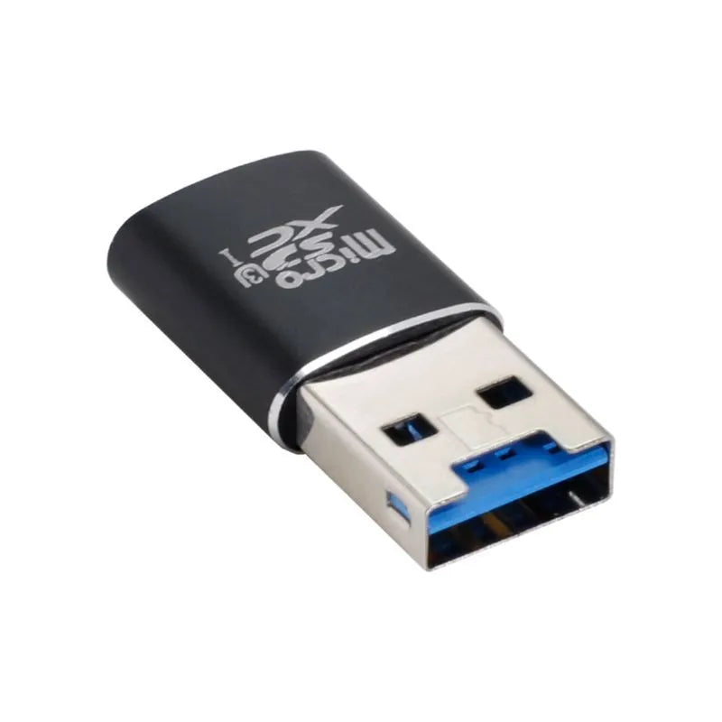 Black USB 3.0 memory card reader for SD, SDHC, and SDXC cards with UHS-I support