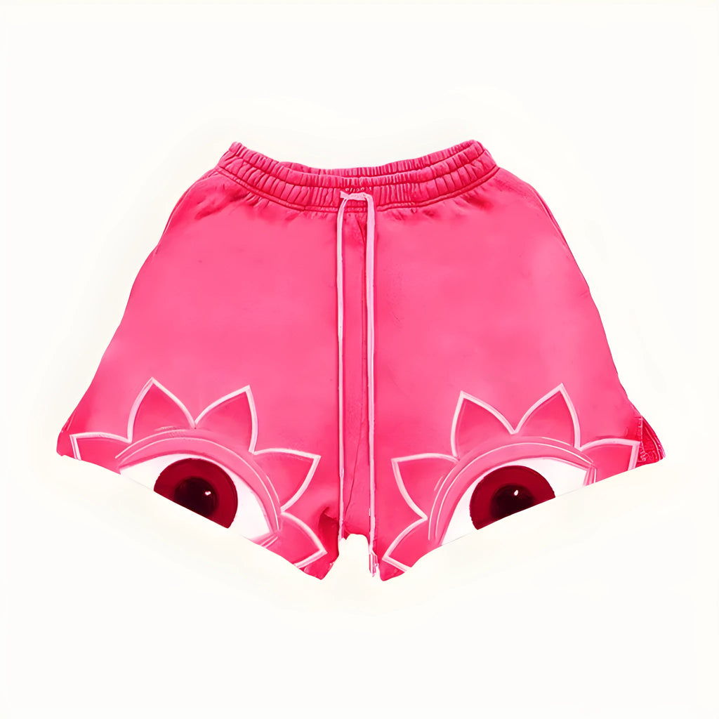 Pink polyester fashion shorts for women, available in sizes M to 3XL, casual design