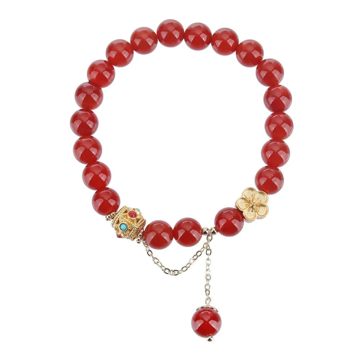 Handcrafted agate bracelet with approximately 8mm natural stones and copper wire setting