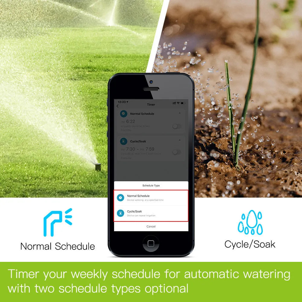 Bluetooth smart garden sprinkler timer for hose faucet with smartphone app display