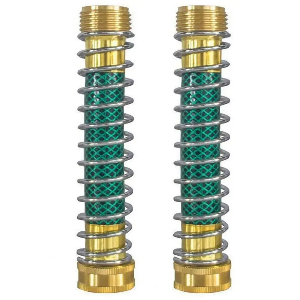 Brass spring hose connector with spiral spring measuring 15 cm for garden watering