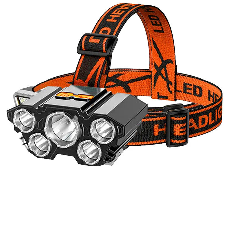 Head-mounted LED miner's lamp flashlight with 10W super bright output and 2400mAh battery capacity