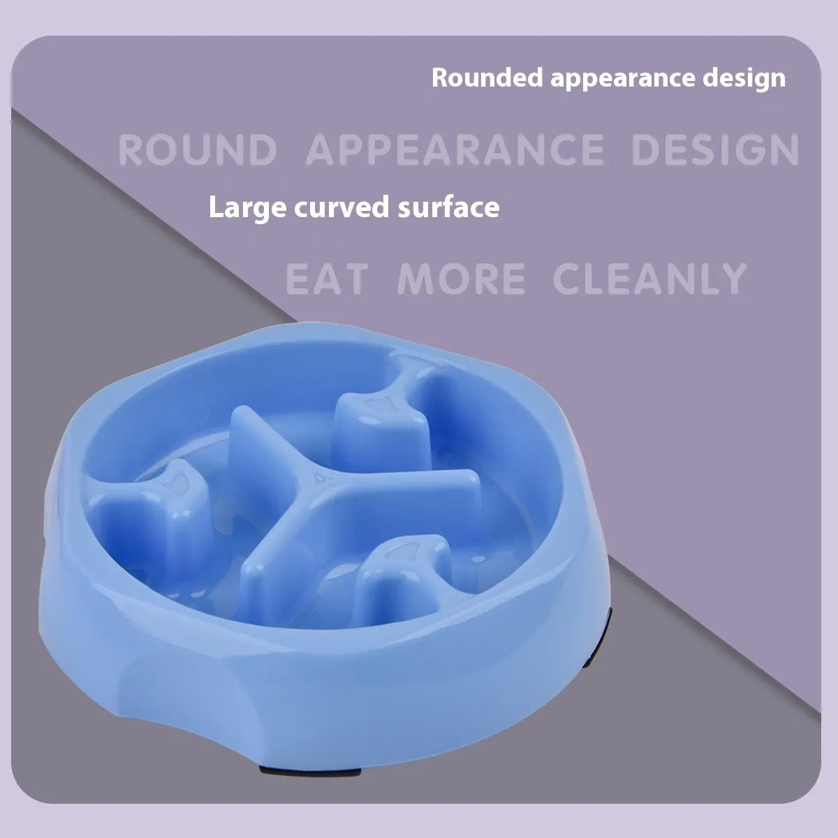 Round slow feeding bowl PP NO-045 for dogs and cats, anti-choke design, blue colour