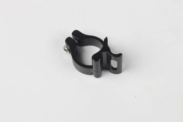 Black aluminium alloy vehicle clamp ring with 28.6mm diameter for steel frame mounting.