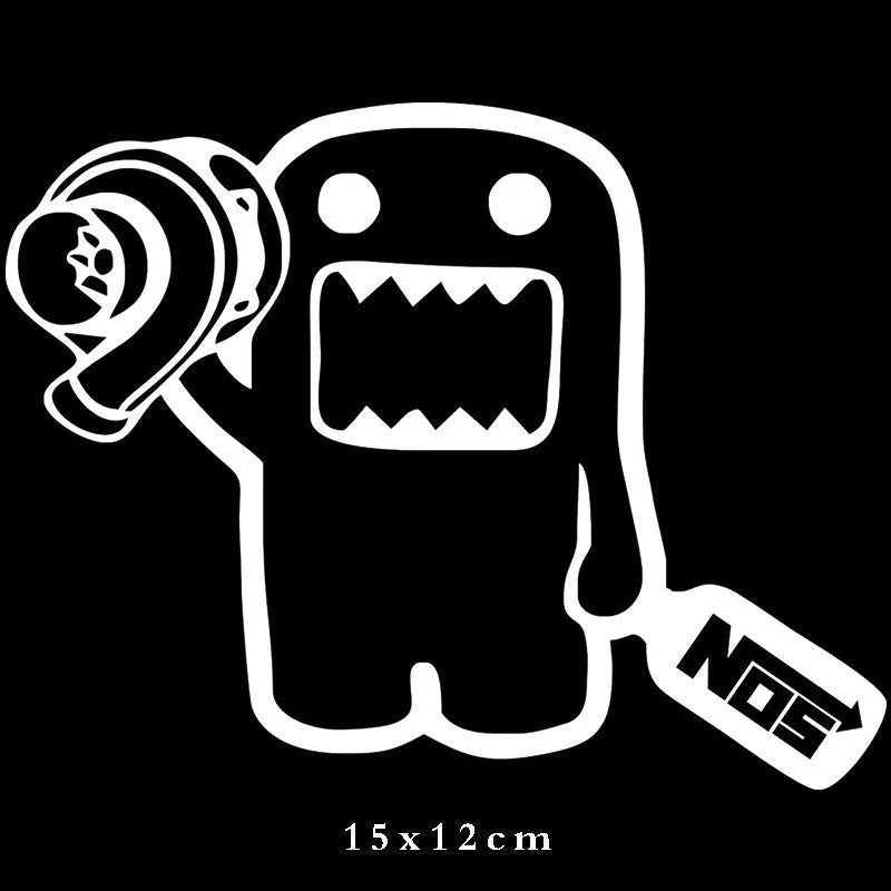 Creative cartoon automobile sticker 15cm by 12cm in black and white options