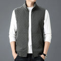 Sleeveless waistcoat vest in polyester blend fabric available in black, brown, grey, and khaki colours