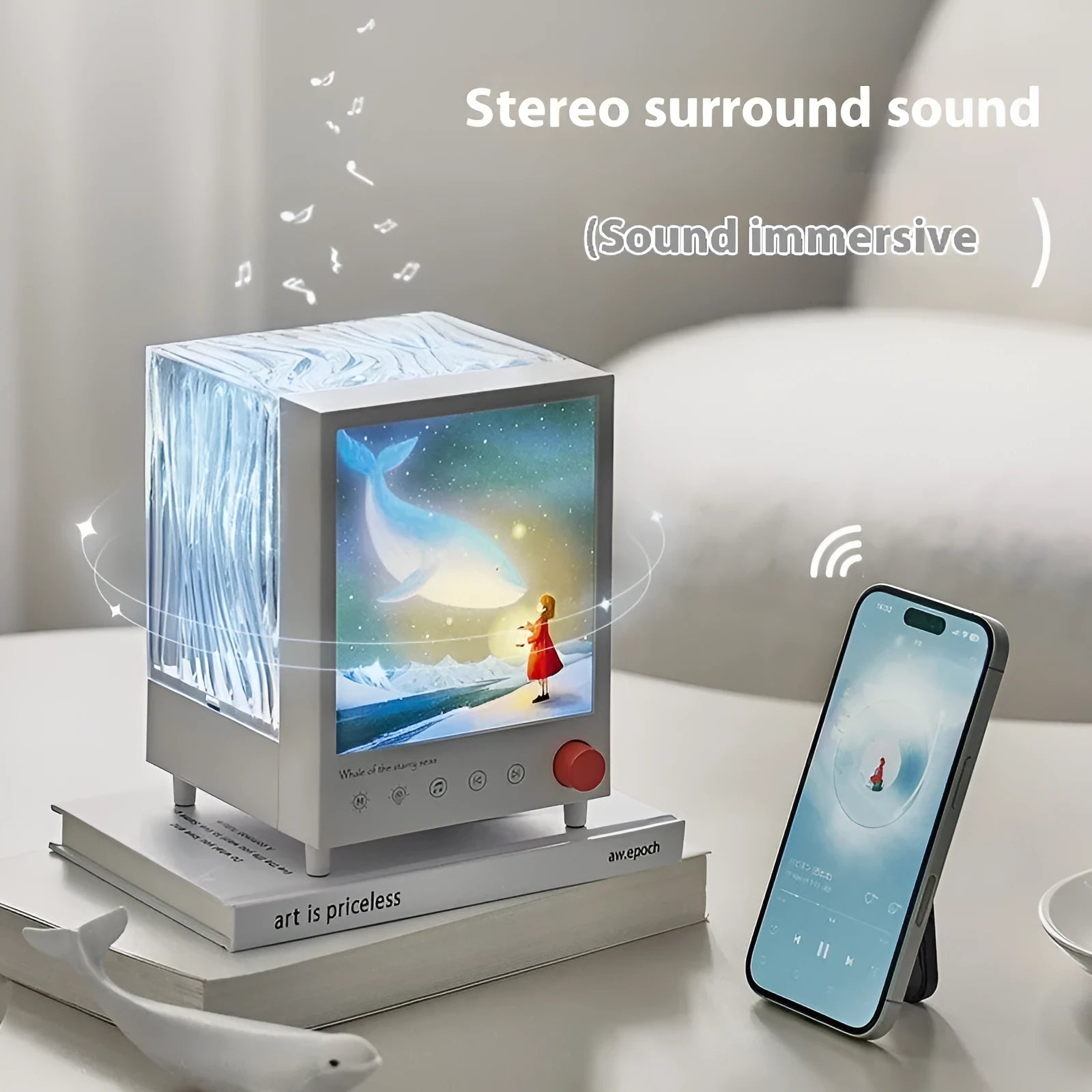 Aurora treasure box atmosphere projection lamp with Star Sea Whale light theme and Bluetooth speaker.