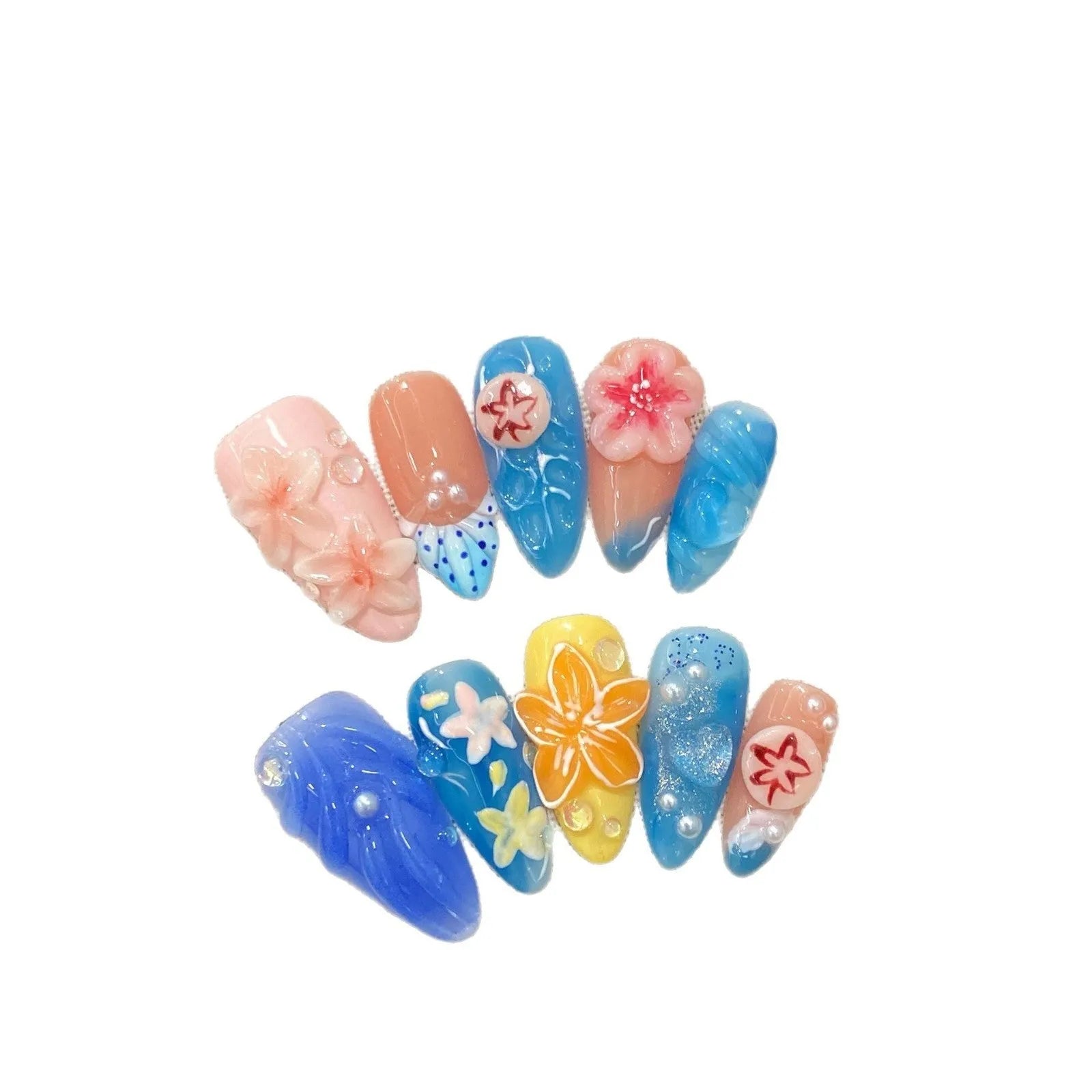 3D carved jellyfish plastic costume armour set in almond nail colour showing marine style detailing