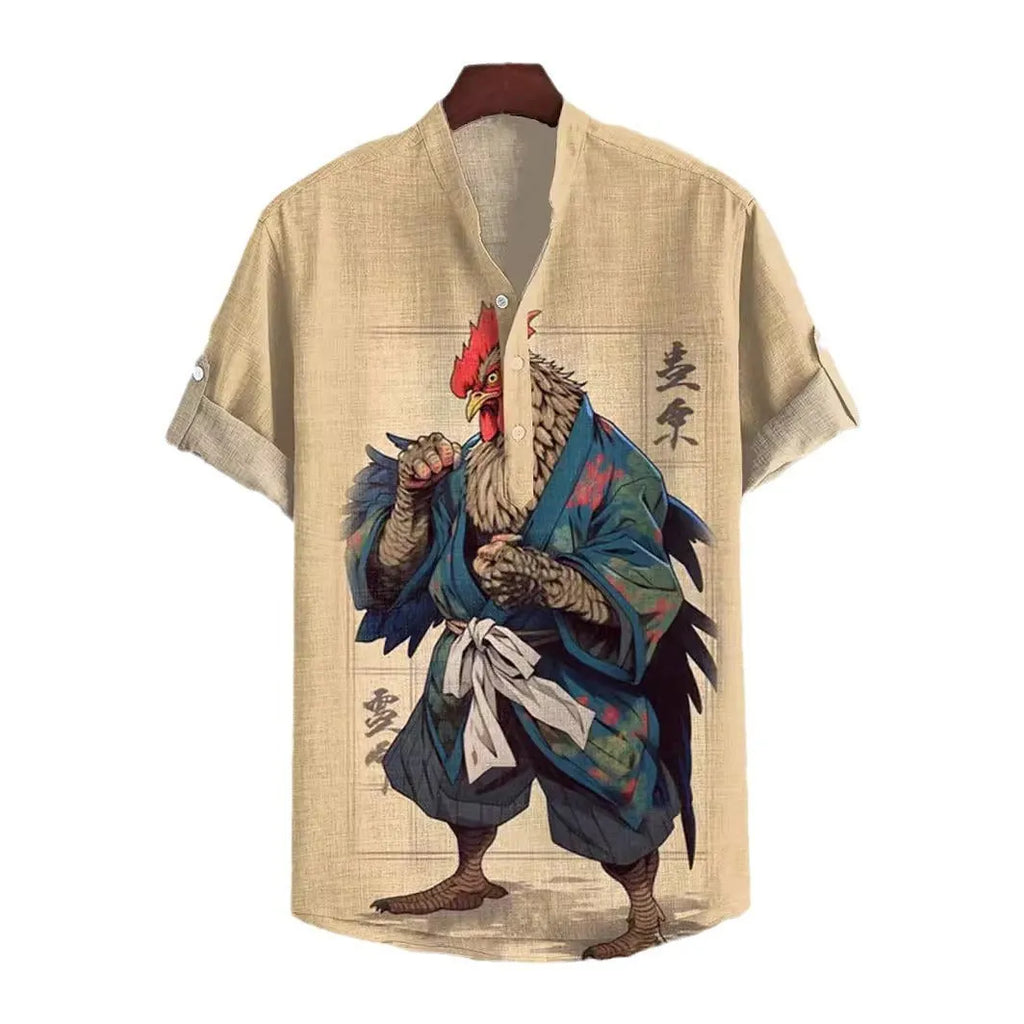 Short sleeve casual shirt with a detailed 3D digital animal graphic print on the front.