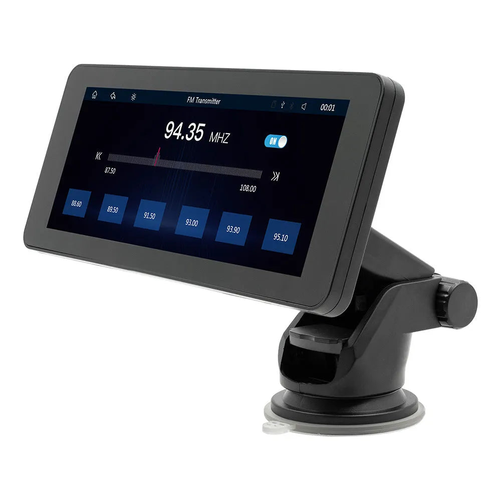 Portable wireless car video player with 6.86-inch screen showing camera display