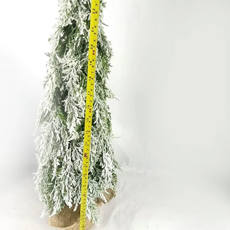 Small 24-inch desktop Christmas tree with PE simulation snow and built-in festive lights
