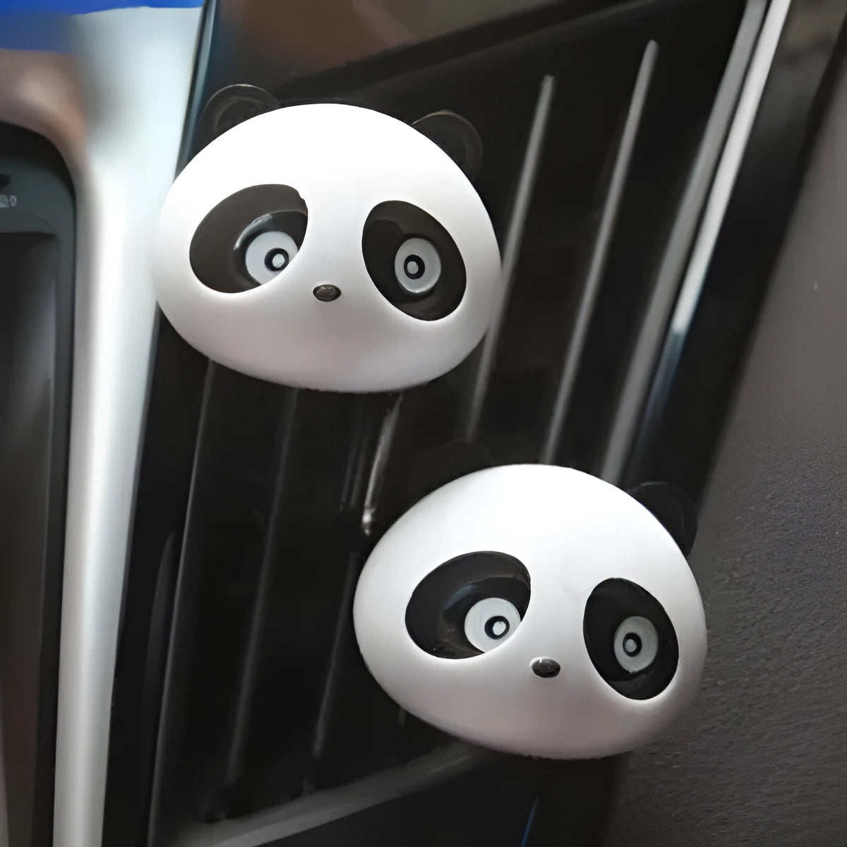 Pair of panda-grain car vent perfume decorations in black, blue, brown, pink, purple, or green