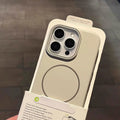 Fine Circle Magnetic Phone Case Frosted Hard Shell in gray for iPhone showing magnetic ring and frosted texture