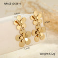 Gold flower butterfly stainless steel dangle earrings for women with 18K electroplating