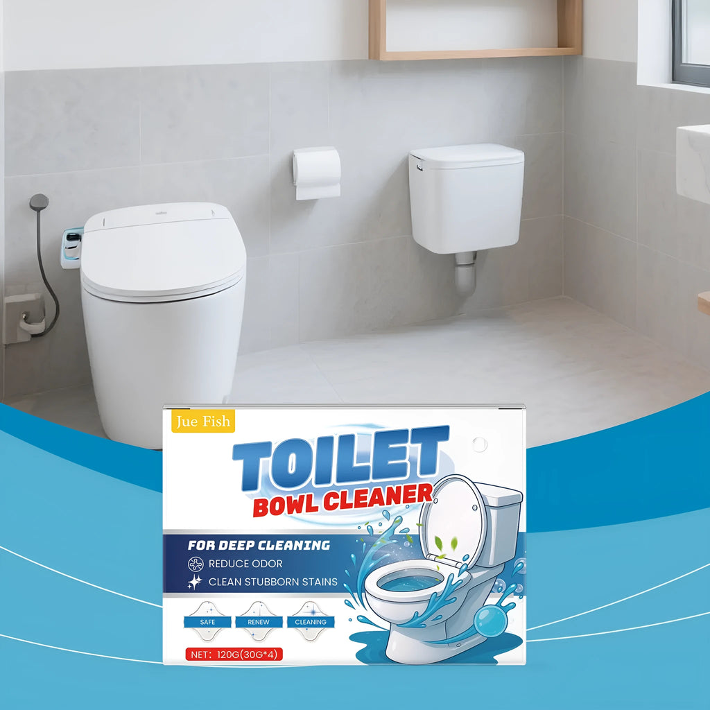 Box of toilet cleaning powder with four sachets, for removing urine stains and odours.