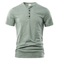 Men's slub cotton short sleeve T-shirt in solid colours with British style pullover design