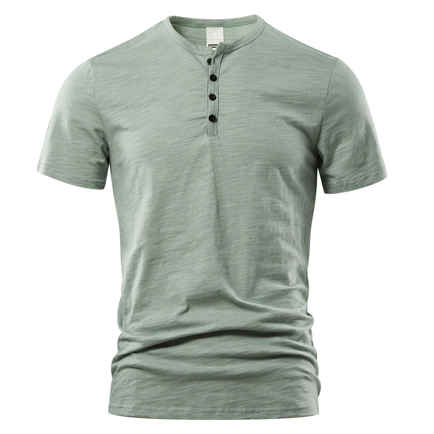 Men's slub cotton short sleeve T-shirt in solid colours with British style pullover design