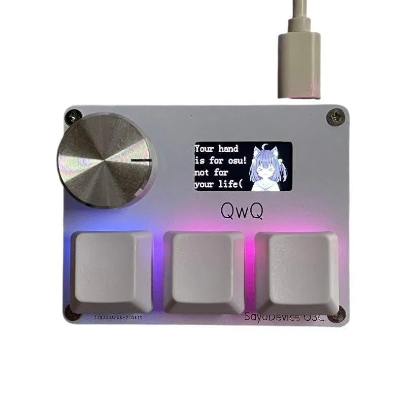 Magnetic axis numeric keyboard with programmable knob and colour screen in black, pink, silver, or white