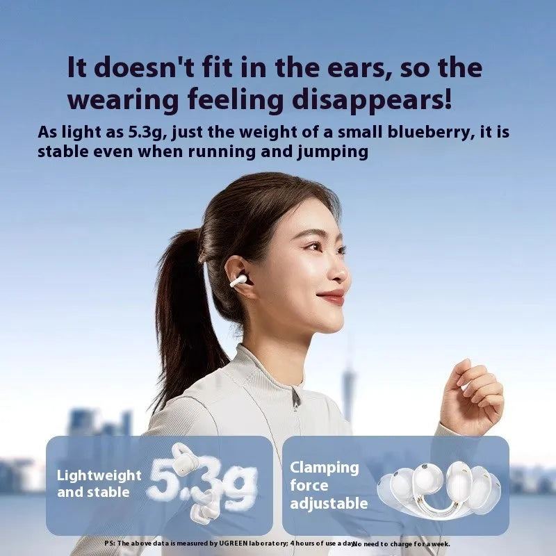 HiTune S3 Bluetooth 5.4 wireless sports headset clip-on bone conduction rubber in-ear earphones in WS209 Black