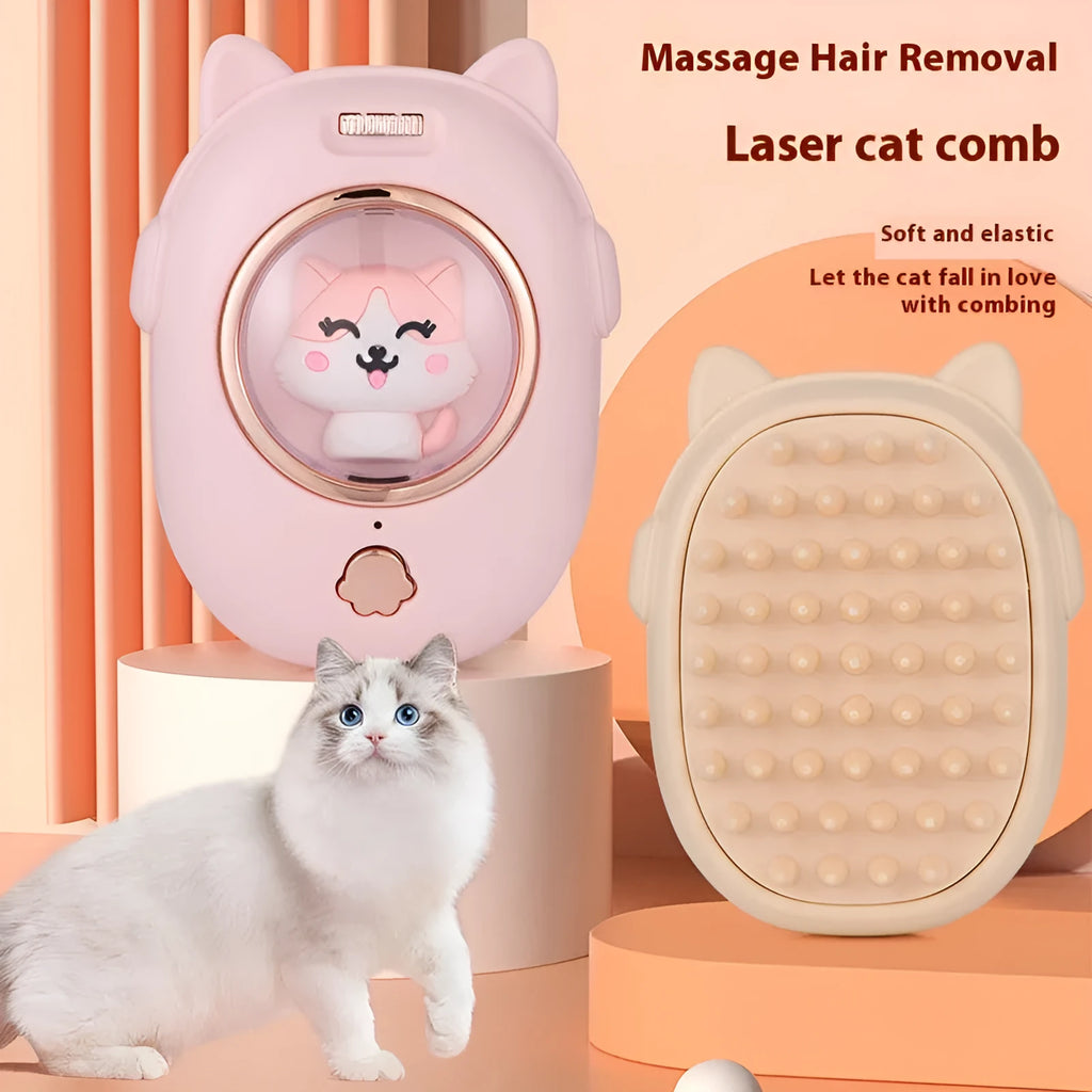 Pink and yellow pet comb laser toys for cats and dogs with ABS plastic construction and built-in laser pointer